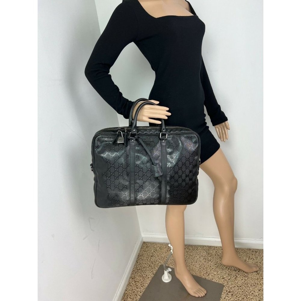 Gucci Briefcase GG Imprime Coated Canvas Black Monogram Business Bag - Picture 4 of 12